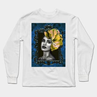 Yellow flower Ladies Fine Art HomeDecor Wall Art Digital Prints Artwork Illustration Fine Long Sleeve T-Shirt